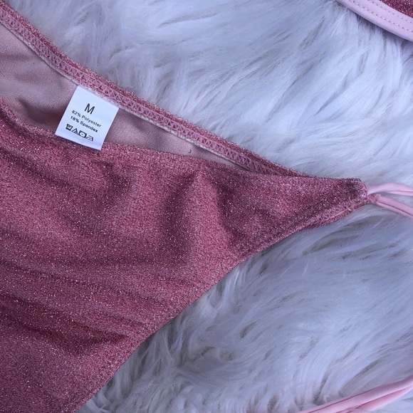 Dusty Rose Glitter Triangle Top Bikini Set 👙 - Picture 4 of 7